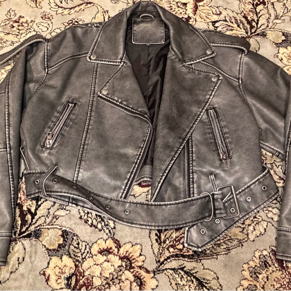 Women's Gray Leather Jacket